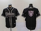 Men's Las Vegas Raiders Black Team Big Logo With Patch Cool Base Stitched Baseball Jersey,baseball caps,new era cap wholesale,wholesale hats